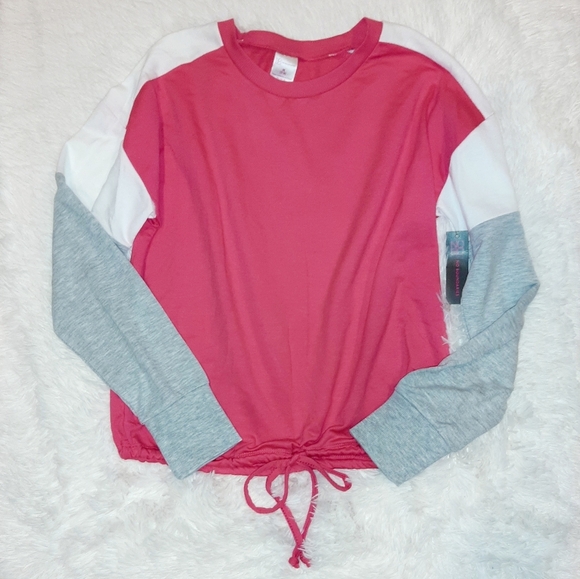 Pink white and gray drawstring sweater - Picture 3 of 4